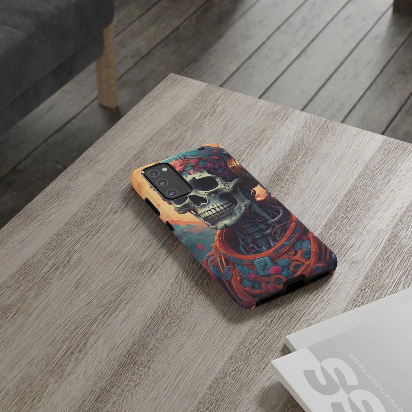 Tough Cases: Artistic Skull Phone Case Unique Design Cover Gothic Aesthetic Gift for Halloween Trendy Accessories
