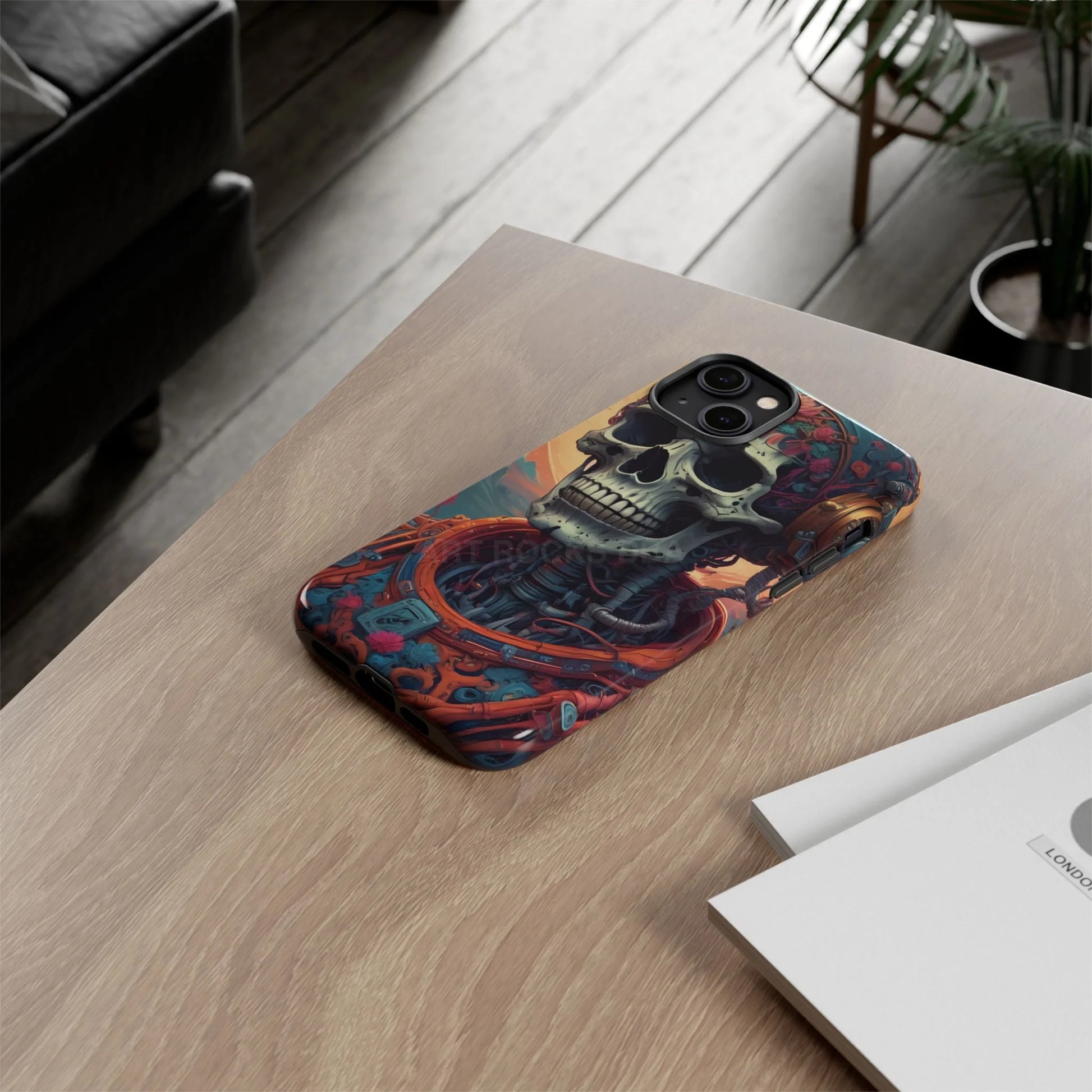 Tough Cases: Artistic Skull Phone Case Unique Design Cover Gothic Aesthetic Gift for Halloween Trendy Accessories