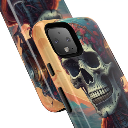 Tough Cases: Artistic Skull Phone Case Unique Design Cover Gothic Aesthetic Gift for Halloween Trendy Accessories