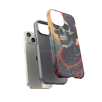 Tough Cases: Artistic Skull Phone Case Unique Design Cover Gothic Aesthetic Gift for Halloween Trendy Accessories