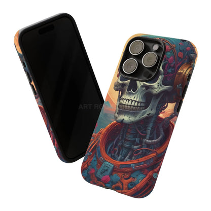 Tough Cases: Artistic Skull Phone Case Unique Design Cover Gothic Aesthetic Gift for Halloween Trendy Accessories