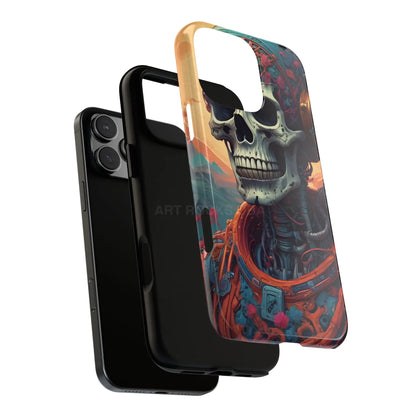 Tough Cases: Artistic Skull Phone Case Unique Design Cover Gothic Aesthetic Gift for Halloween Trendy Accessories