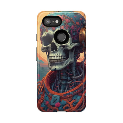 Tough Cases: Artistic Skull Phone Case Unique Design Cover Gothic Aesthetic Gift for Halloween Trendy Accessories