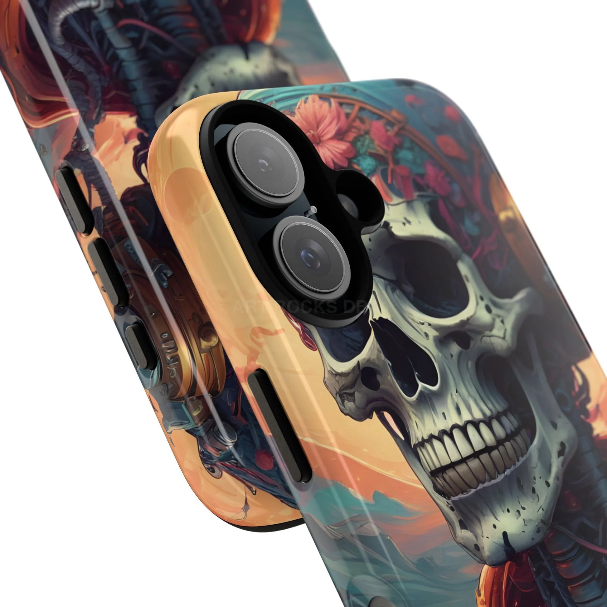 Tough Cases: Artistic Skull Phone Case Unique Design Cover Gothic Aesthetic Gift for Halloween Trendy Accessories