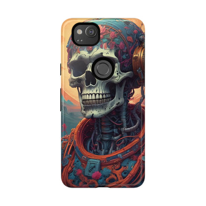 Tough Cases: Artistic Skull Phone Case Unique Design Cover Gothic Aesthetic Gift for Halloween Trendy Accessories