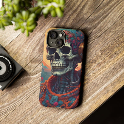 Tough Cases: Artistic Skull Phone Case Unique Design Cover Gothic Aesthetic Gift for Halloween Trendy Accessories