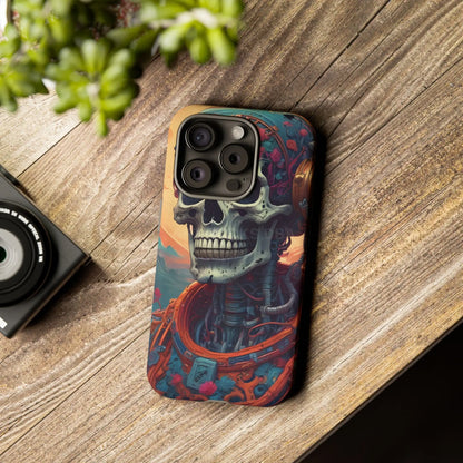 Tough Cases: Artistic Skull Phone Case Unique Design Cover Gothic Aesthetic Gift for Halloween Trendy Accessories