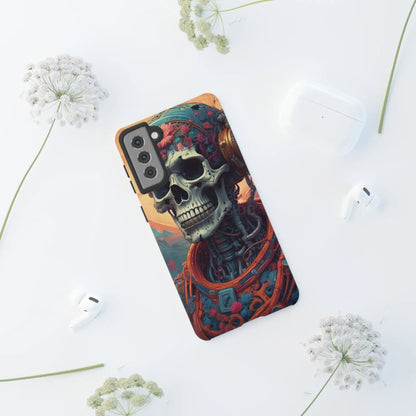 Tough Cases: Artistic Skull Phone Case Unique Design Cover Gothic Aesthetic Gift for Halloween Trendy Accessories