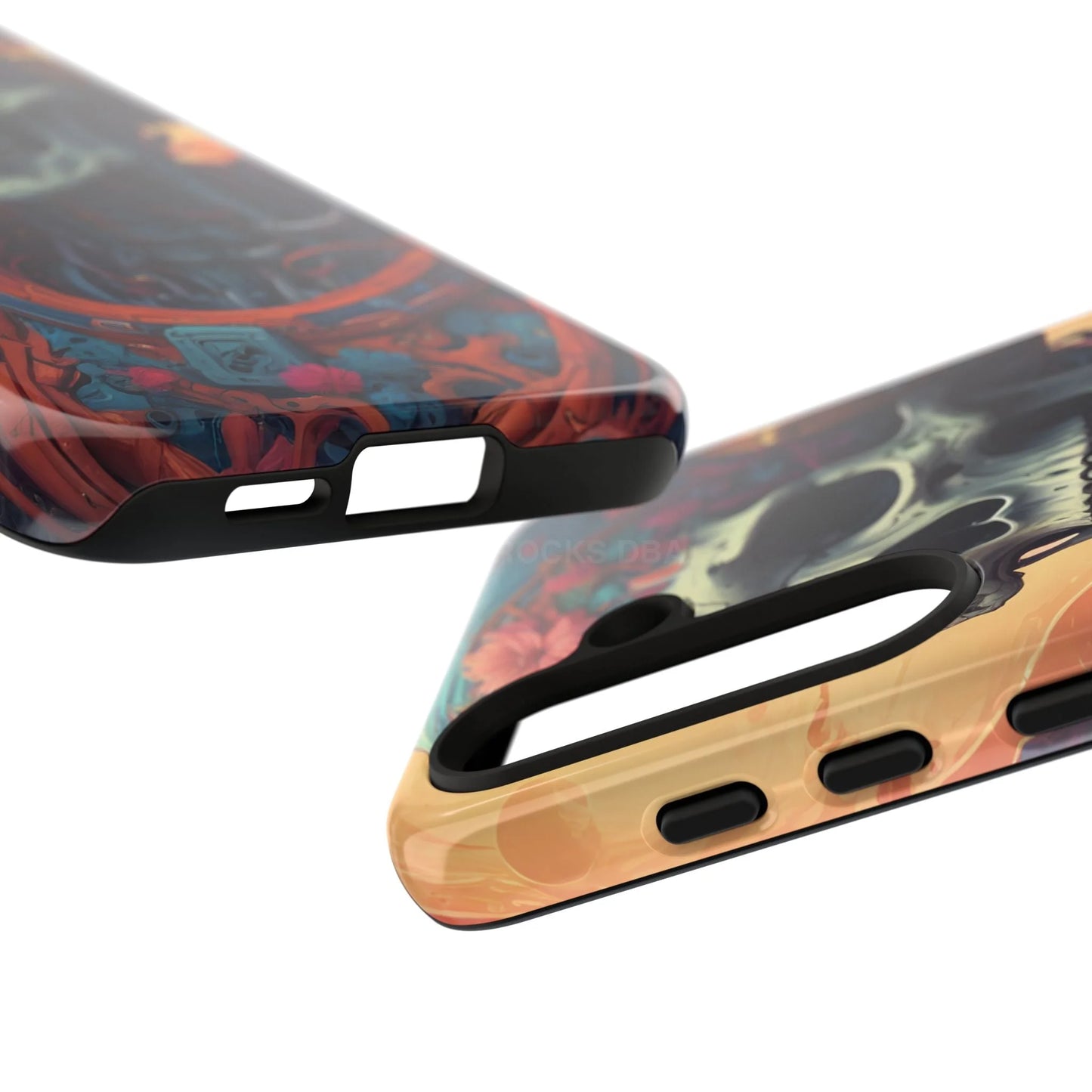 Tough Cases: Artistic Skull Phone Case Unique Design Cover Gothic Aesthetic Gift for Halloween Trendy Accessories