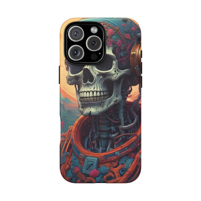 Tough Cases: Artistic Skull Phone Case Unique Design Cover Gothic Aesthetic Gift for Halloween Trendy Accessories