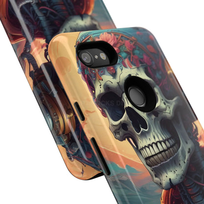 Tough Cases: Artistic Skull Phone Case Unique Design Cover Gothic Aesthetic Gift for Halloween Trendy Accessories