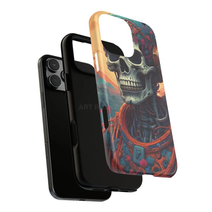 Tough Cases: Artistic Skull Phone Case Unique Design Cover Gothic Aesthetic Gift for Halloween Trendy Accessories