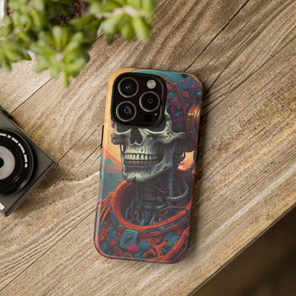 Tough Cases: Artistic Skull Phone Case Unique Design Cover Gothic Aesthetic Gift for Halloween Trendy Accessories