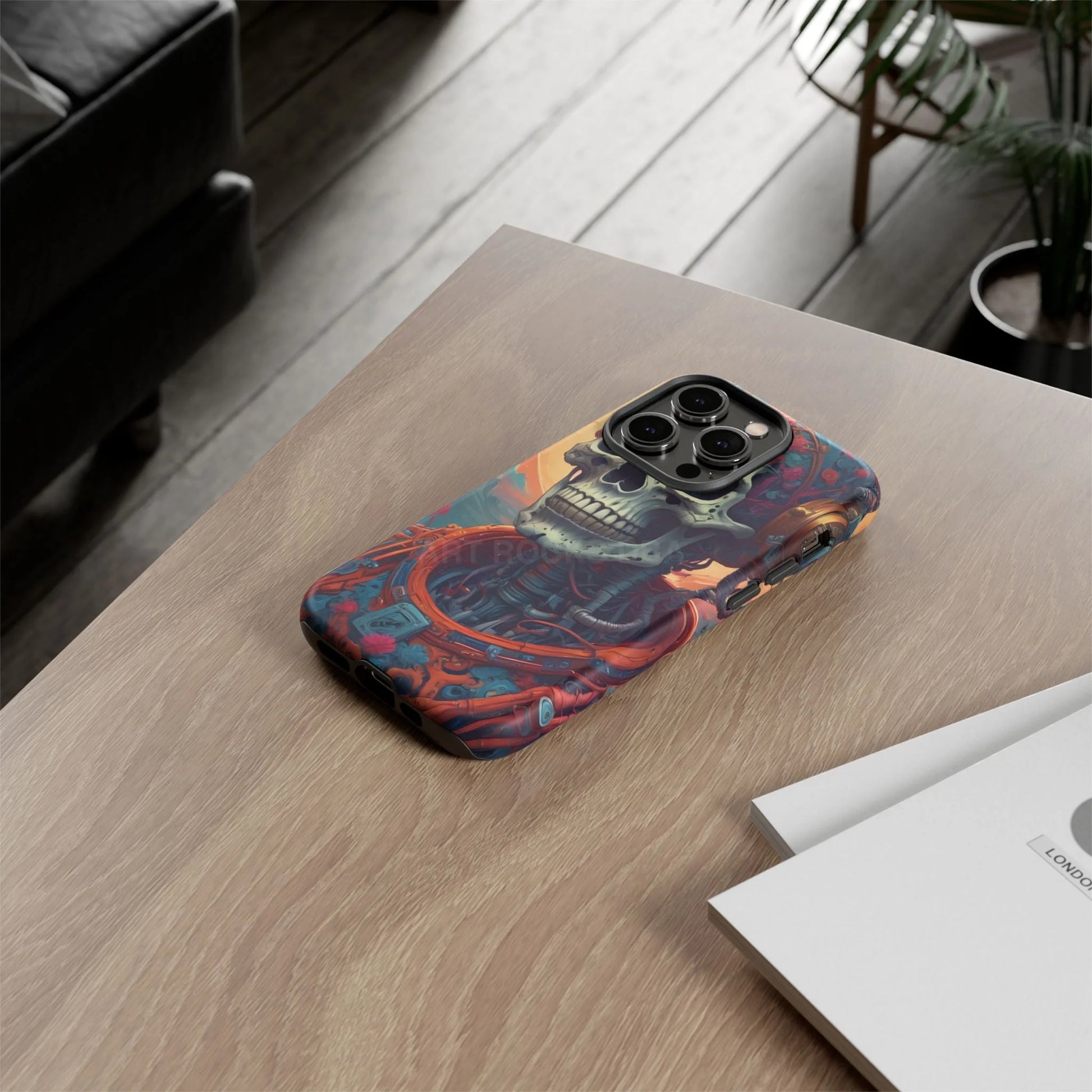 Tough Cases: Artistic Skull Phone Case Unique Design Cover Gothic Aesthetic Gift for Halloween Trendy Accessories