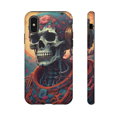 Tough Cases: Artistic Skull Phone Case Unique Design Cover Gothic Aesthetic Gift for Halloween Trendy Accessories