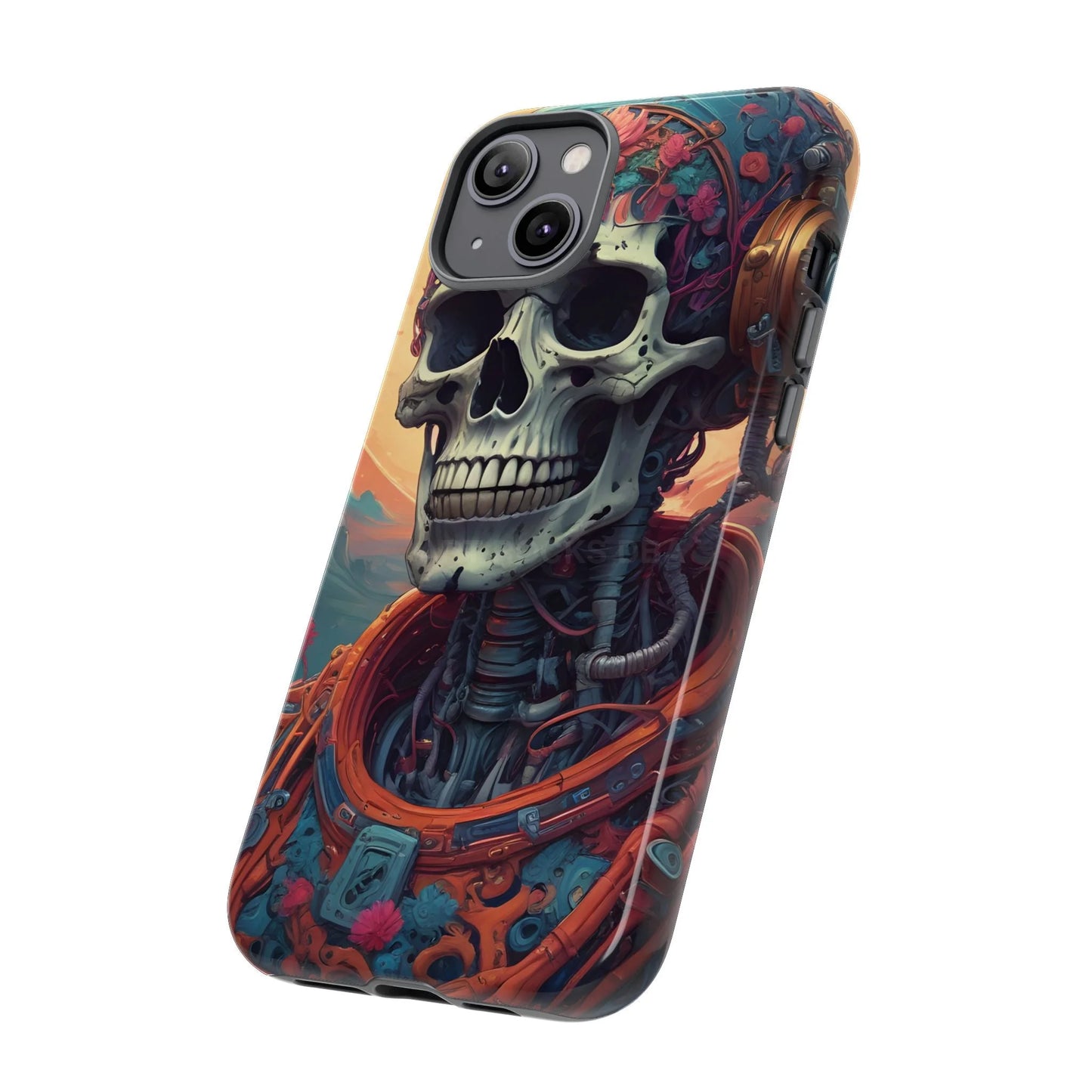Tough Cases: Artistic Skull Phone Case Unique Design Cover Gothic Aesthetic Gift for Halloween Trendy Accessories