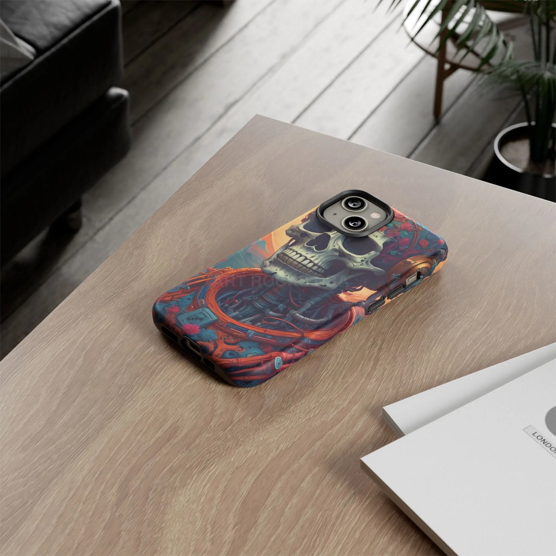 Tough Cases: Artistic Skull Phone Case Unique Design Cover Gothic Aesthetic Gift for Halloween Trendy Accessories