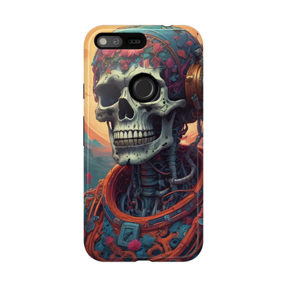Tough Cases: Artistic Skull Phone Case Unique Design Cover Gothic Aesthetic Gift for Halloween Trendy Accessories