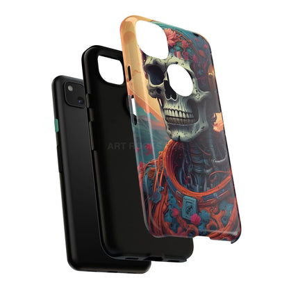 Tough Cases: Artistic Skull Phone Case Unique Design Cover Gothic Aesthetic Gift for Halloween Trendy Accessories