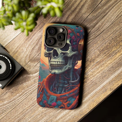 Tough Cases: Artistic Skull Phone Case Unique Design Cover Gothic Aesthetic Gift for Halloween Trendy Accessories