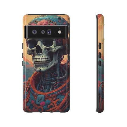 Tough Cases: Artistic Skull Phone Case Unique Design Cover Gothic Aesthetic Gift for Halloween Trendy Accessories