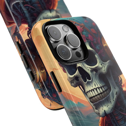 Tough Cases: Artistic Skull Phone Case Unique Design Cover Gothic Aesthetic Gift for Halloween Trendy Accessories