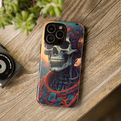 Tough Cases: Artistic Skull Phone Case Unique Design Cover Gothic Aesthetic Gift for Halloween Trendy Accessories