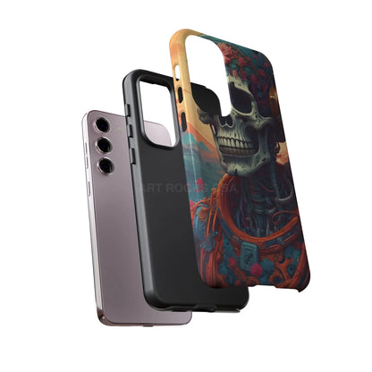 Tough Cases: Artistic Skull Phone Case Unique Design Cover Gothic Aesthetic Gift for Halloween Trendy Accessories