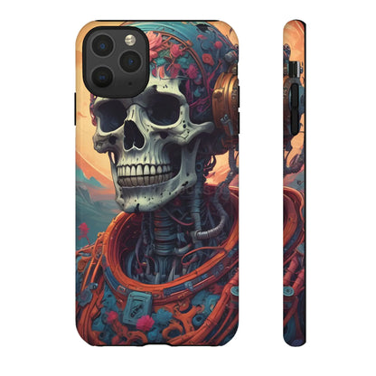 Tough Cases: Artistic Skull Phone Case Unique Design Cover Gothic Aesthetic Gift for Halloween Trendy Accessories