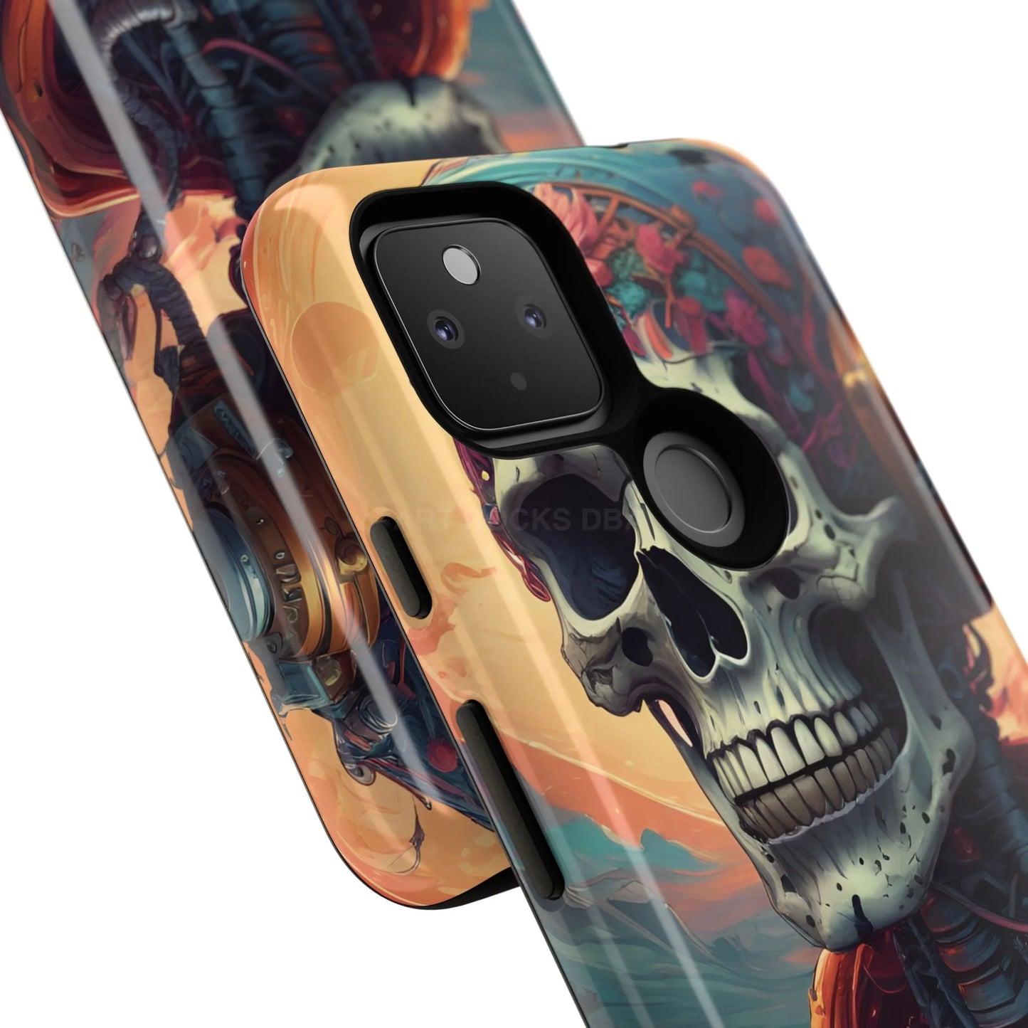 Tough Cases: Artistic Skull Phone Case Unique Design Cover Gothic Aesthetic Gift for Halloween Trendy Accessories