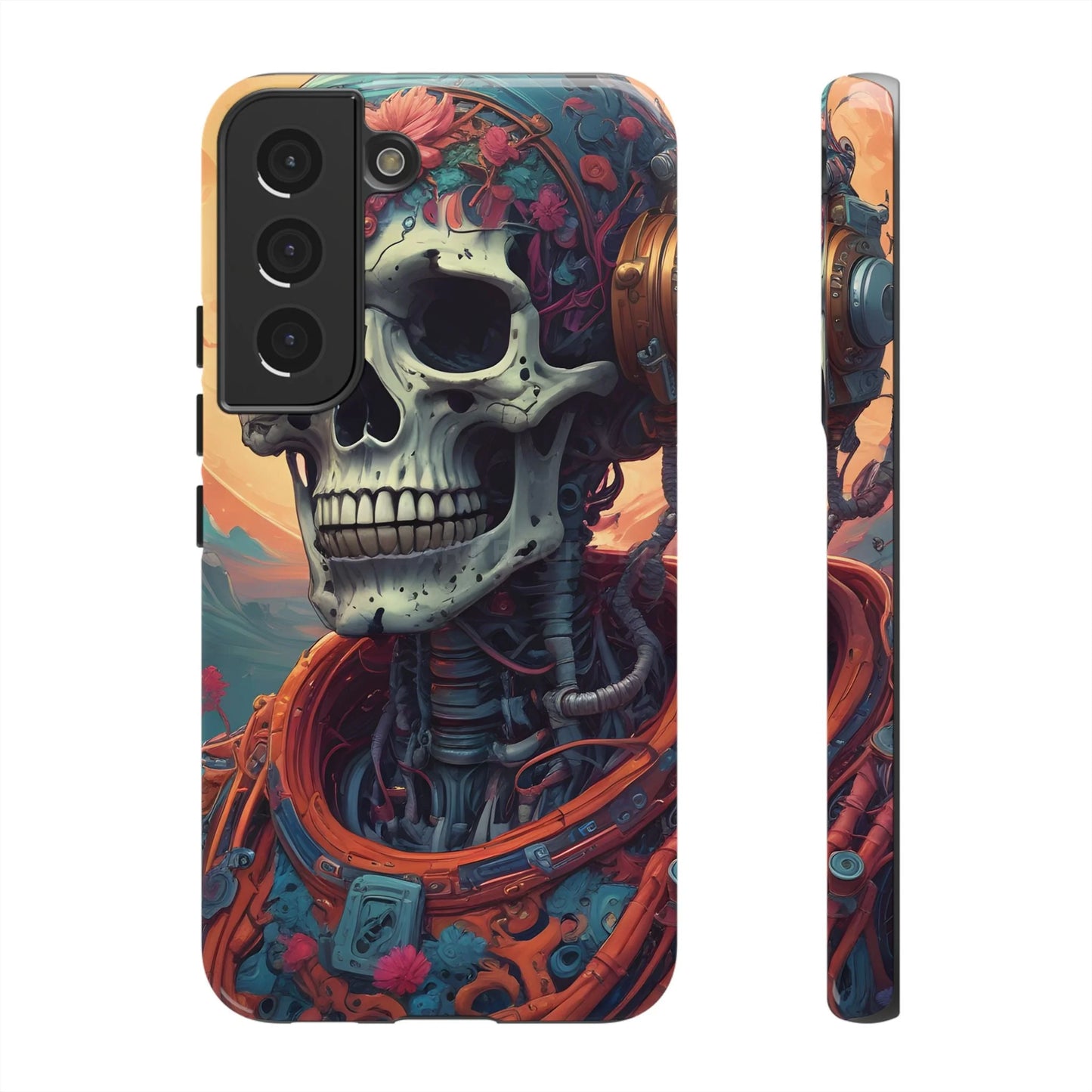 Tough Cases: Artistic Skull Phone Case Unique Design Cover Gothic Aesthetic Gift for Halloween Trendy Accessories
