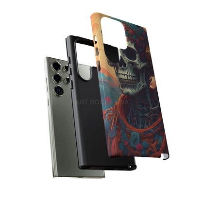 Tough Cases: Artistic Skull Phone Case Unique Design Cover Gothic Aesthetic Gift for Halloween Trendy Accessories