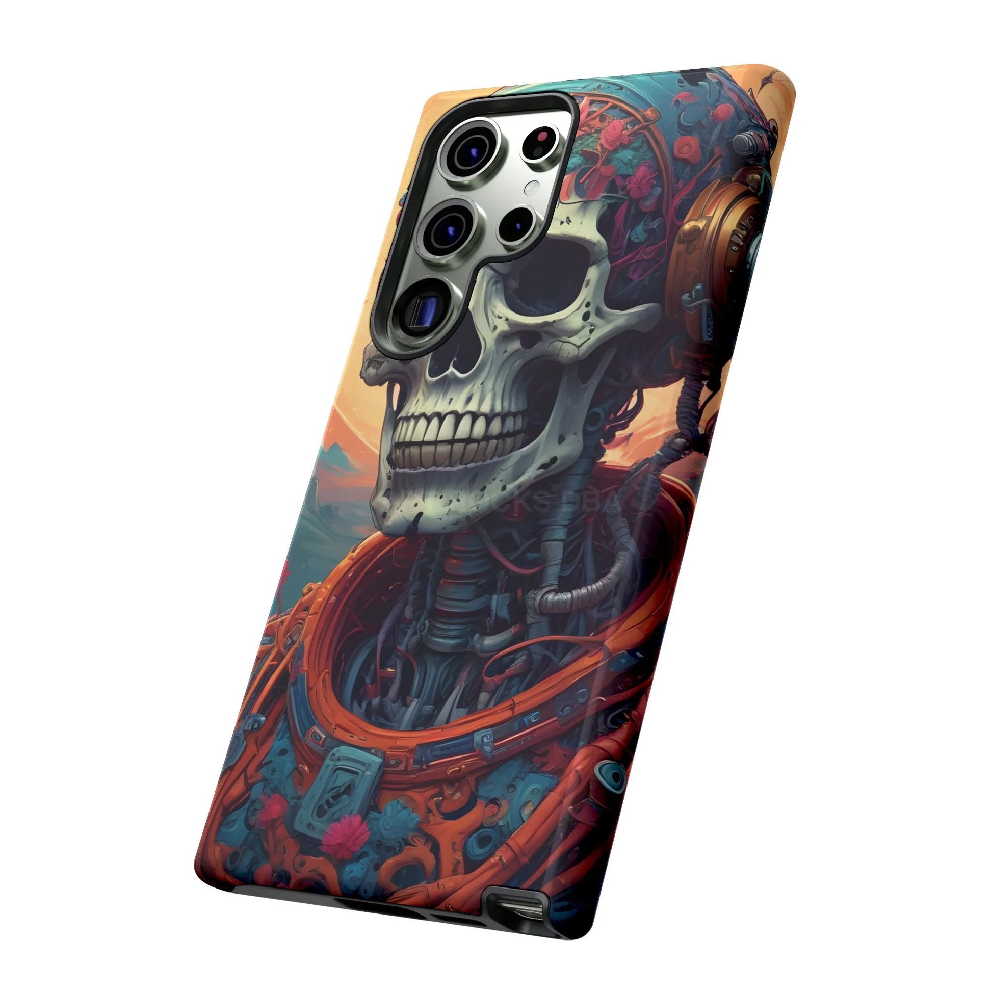 Tough Cases: Artistic Skull Phone Case Unique Design Cover Gothic Aesthetic Gift for Halloween Trendy Accessories