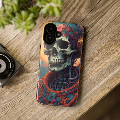 Tough Cases: Artistic Skull Phone Case Unique Design Cover Gothic Aesthetic Gift for Halloween Trendy Accessories