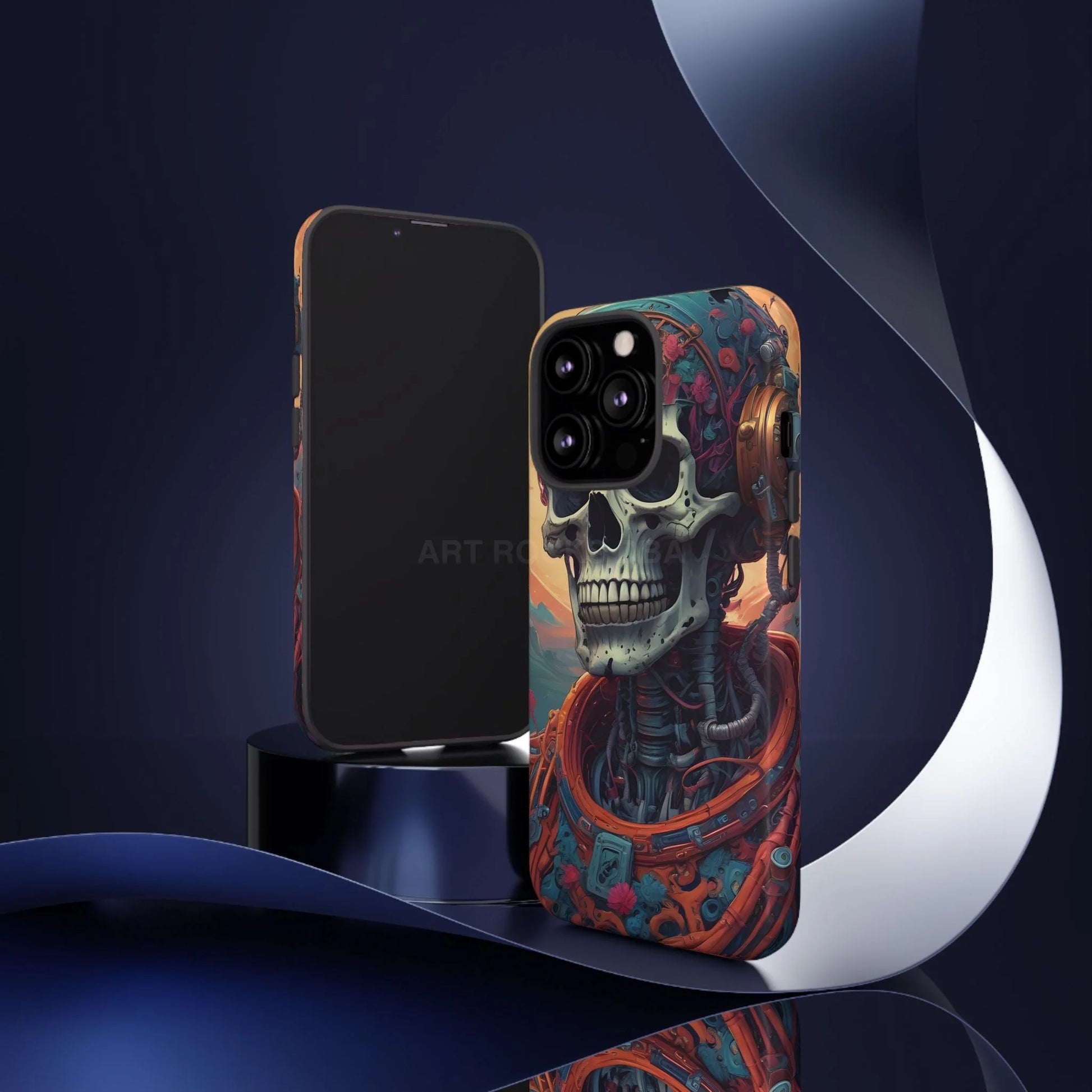 Tough Cases: Artistic Skull Phone Case Unique Design Cover Gothic Aesthetic Gift for Halloween Trendy Accessories