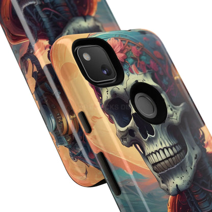 Tough Cases: Artistic Skull Phone Case Unique Design Cover Gothic Aesthetic Gift for Halloween Trendy Accessories