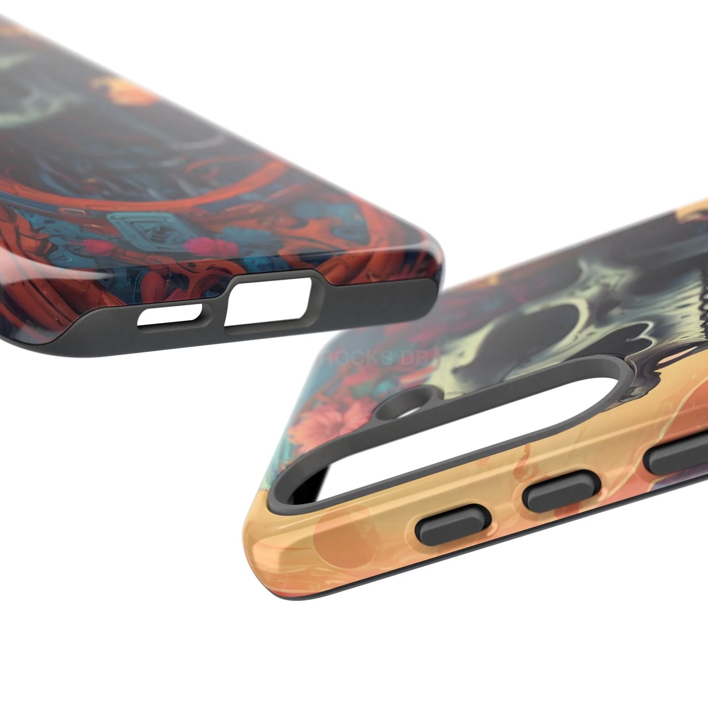 Tough Cases: Artistic Skull Phone Case Unique Design Cover Gothic Aesthetic Gift for Halloween Trendy Accessories