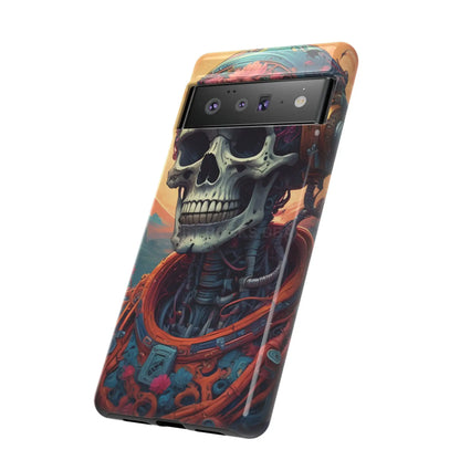 Tough Cases: Artistic Skull Phone Case Unique Design Cover Gothic Aesthetic Gift for Halloween Trendy Accessories