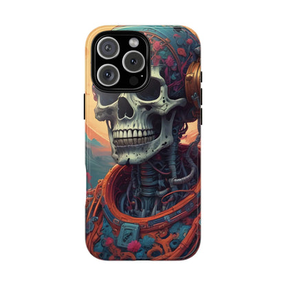 Tough Cases: Artistic Skull Phone Case Unique Design Cover Gothic Aesthetic Gift for Halloween Trendy Accessories