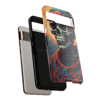Tough Cases: Artistic Skull Phone Case Unique Design Cover Gothic Aesthetic Gift for Halloween Trendy Accessories