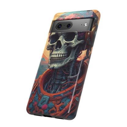 Tough Cases: Artistic Skull Phone Case Unique Design Cover Gothic Aesthetic Gift for Halloween Trendy Accessories