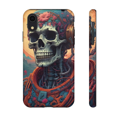 Tough Cases: Artistic Skull Phone Case Unique Design Cover Gothic Aesthetic Gift for Halloween Trendy Accessories