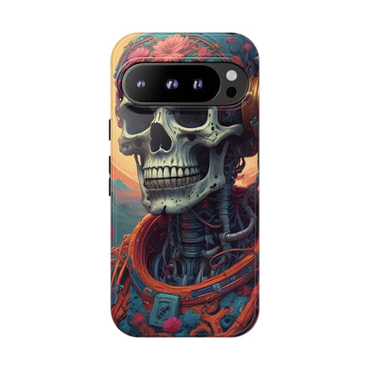 Tough Cases: Artistic Skull Phone Case Unique Design Cover Gothic Aesthetic Gift for Halloween Trendy Accessories