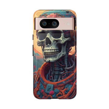 Tough Cases: Artistic Skull Phone Case Unique Design Cover Gothic Aesthetic Gift for Halloween Trendy Accessories
