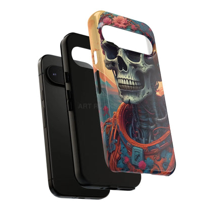 Tough Cases: Artistic Skull Phone Case Unique Design Cover Gothic Aesthetic Gift for Halloween Trendy Accessories