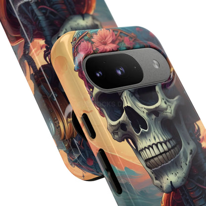 Tough Cases: Artistic Skull Phone Case Unique Design Cover Gothic Aesthetic Gift for Halloween Trendy Accessories