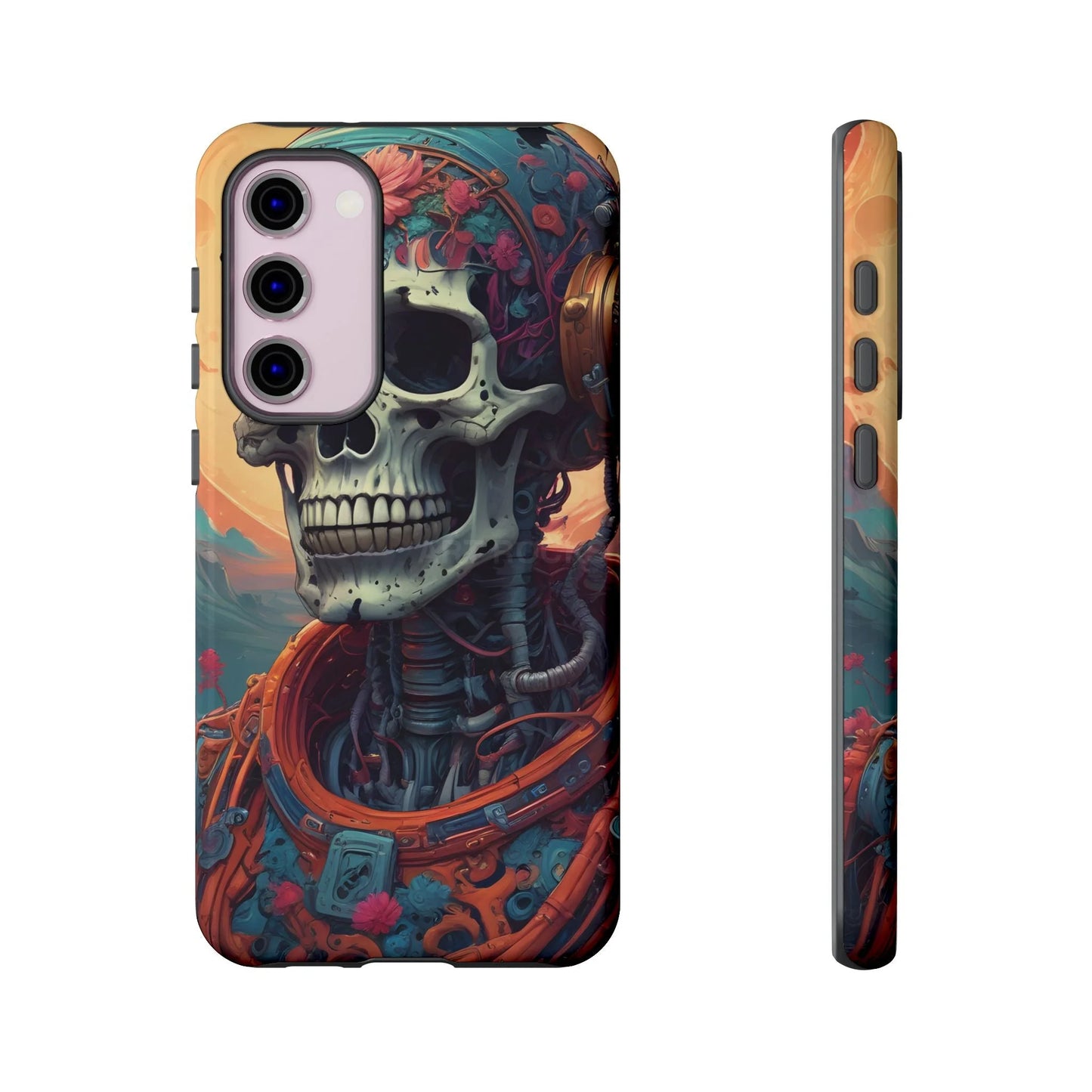 Tough Cases: Artistic Skull Phone Case Unique Design Cover Gothic Aesthetic Gift for Halloween Trendy Accessories