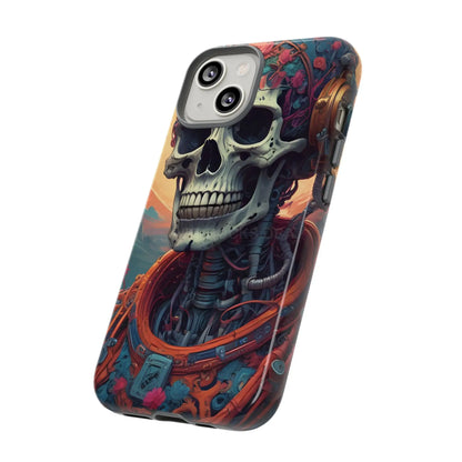 Tough Cases: Artistic Skull Phone Case Unique Design Cover Gothic Aesthetic Gift for Halloween Trendy Accessories