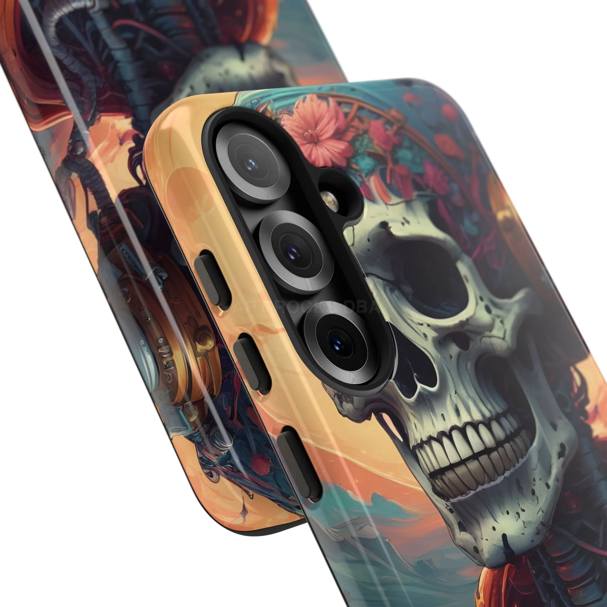 Tough Cases: Artistic Skull Phone Case Unique Design Cover Gothic Aesthetic Gift for Halloween Trendy Accessories