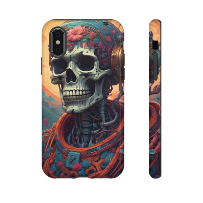 Tough Cases: Artistic Skull Phone Case Unique Design Cover Gothic Aesthetic Gift for Halloween Trendy Accessories